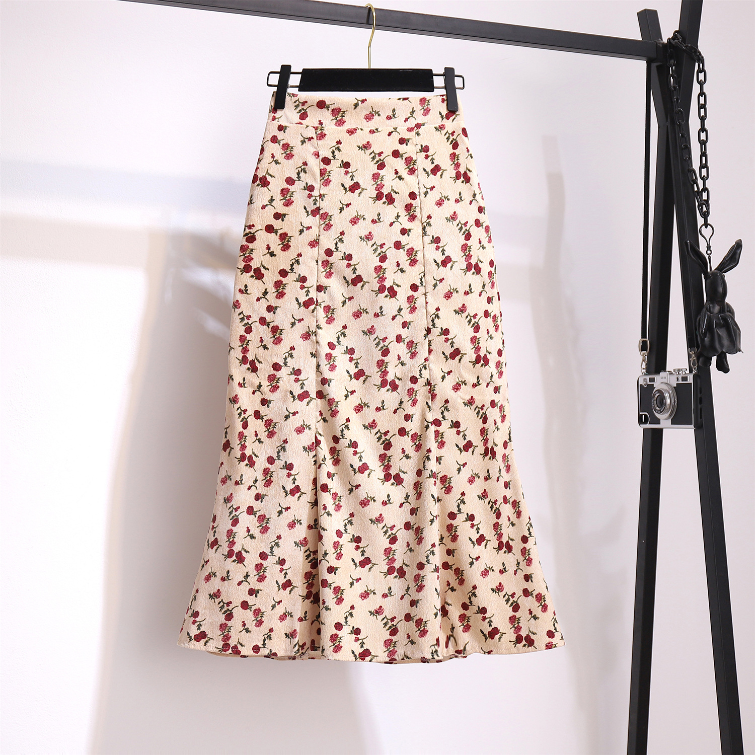 New Floral Fishtail A-line Pack Hip Corduroy Skirt